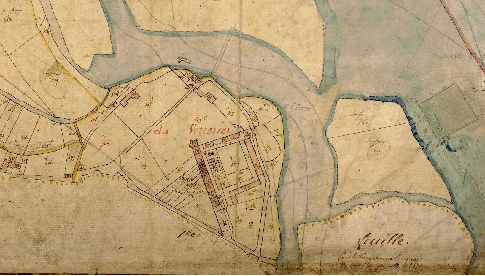 Extrait Cadastre Napoléonien ; cote 3P1257, 1822, Oullins, Section C, feuille n°2 - © Archives Départementales du Rhône et de la Métropole de Lyon