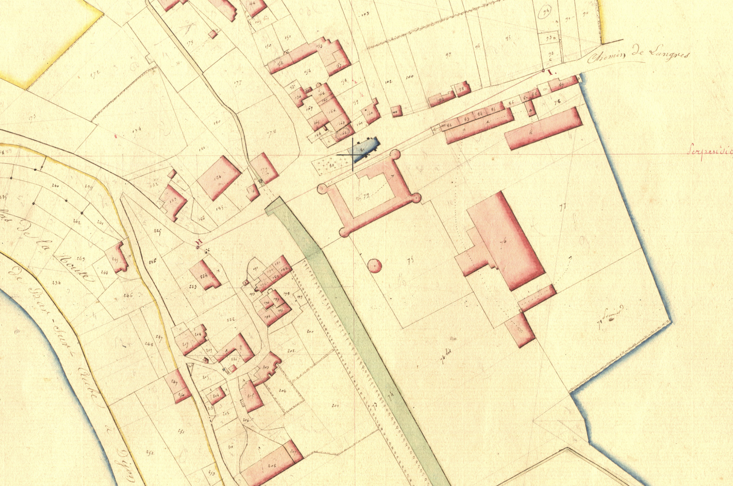 Extrait du cadastre napoléonien de Rouelles, Haute-Marne, section B2, cote 3 P 2/438-5
